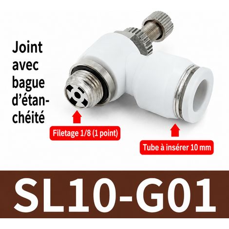 Raccord pneumatique régulateur SL10-G01 tube 10 mm filetage G 1/8 blanc sl10-g01 blanc 10mm 1 24 g – Livraison gratuite