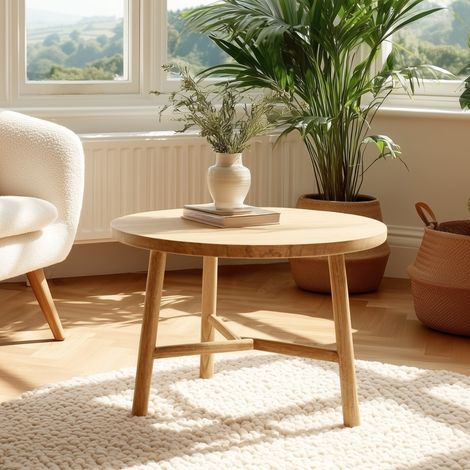 AMY - Table d'appoint ronde en bois de mindi D60cm (1/5)
