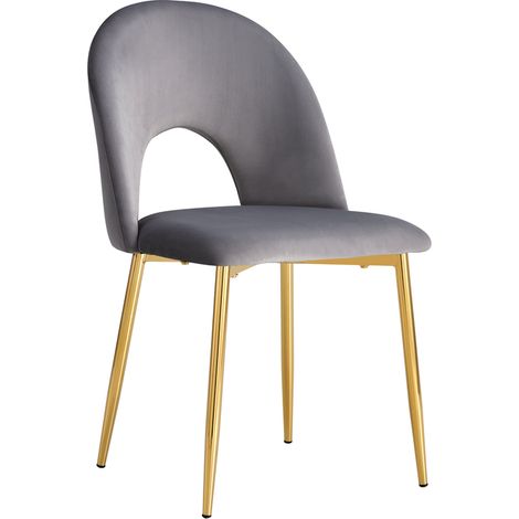 Lot de 4 chaises TEDDY Gold velours - Anthracite (1/5)