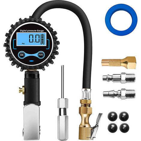 Manomètre pneumatique portatif avec buse, compteur de pression TPMS pour pneus, gonfleur automatique (1/5)