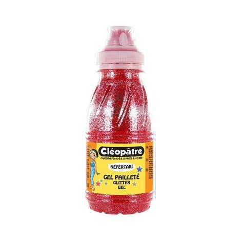 Flacon de gel pailleté - CLÉOPÂTRE - GP250-13C - 250 ML - Rouge - Brillance intense (1/2)