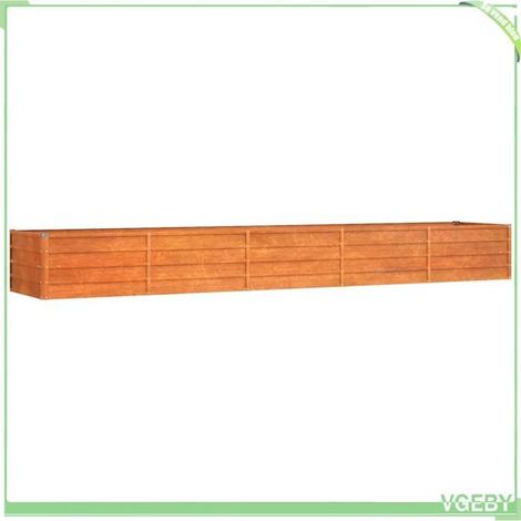Lit surélevé de jardin - FAFEICY - 151964 - Acier corten - 400x80x45 cm - Couleur rouillé (1/5)