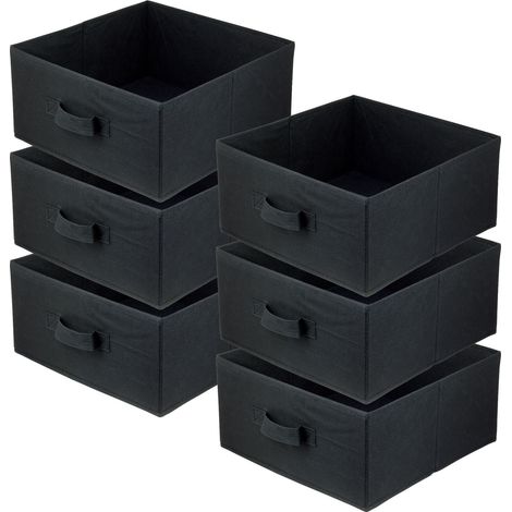 Lavita Storage Box faltbare Aufbewahrung Boxen 31 x 31 x 15 cm Schubladen-Organizer Box Ordnungssysteme für Kleidung Kleideraufbewahrung & Organisation Schwarz 6 stück (1/5)