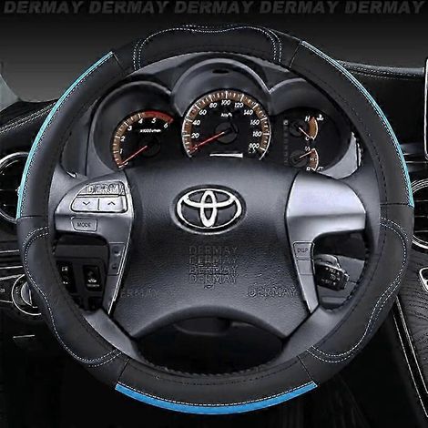Housse de volant en cuir véritable pour Toyota Hilux Pickup (1968-2023), style sport, couleur bleue. (1/4)