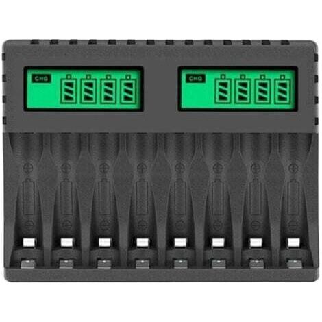 Battery Charger LCD Display 8 Slots Intelligent Smart Chargers for AA/AAA NiCd NiMh Rechargeable Batteries AA AAA Charger,INHHUB (1/4)