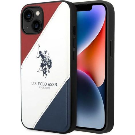 US Polo Assn Tricolor Embossed - iPhone 14 Hülle (Weiß) (1/5)