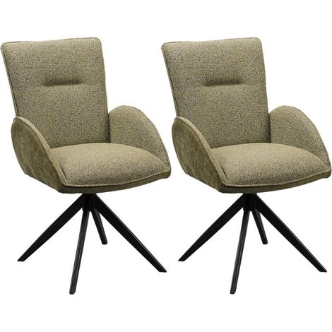 Lot de 2 chaise salle a manger pivotante en tissu vert EDDY Casita (1/2)