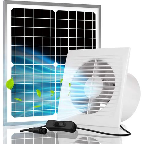 Ventilateur d'extraction solaire Pro, panneau solaire 15 W + ventilateur d'extraction haute vitesse de 6 pouces (environ 15,2 cm) (1/5)