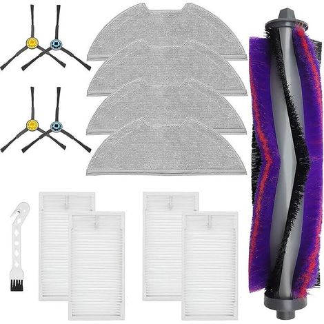 FOREHILLaccessoires pour Eureka E10S NERE10s, pour Midea M9, pour Obode A8 A8 Plus pices de rechange pour aspirateur robot, brosse rotative + 4 filtres + 4 Chiffon nettoyage + 4 brosses latrales (1/5)