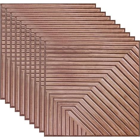 10 Pack Acoustic Panels 12x12 Inches Self-Adhesive Sound Proofing Panels for Sound Insulation, Game Wall, for Recording Studio, (Brown Wood Grain) (1/5)