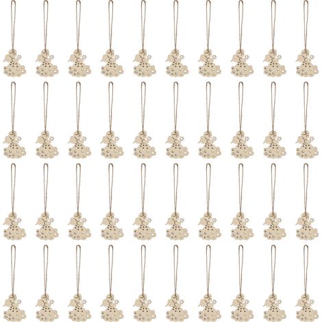 40 niedliche, hohle Weihnachtsbaumkugeln aus Holz mit Schnüren – Geschenkidee für die Feiertage (1/5)