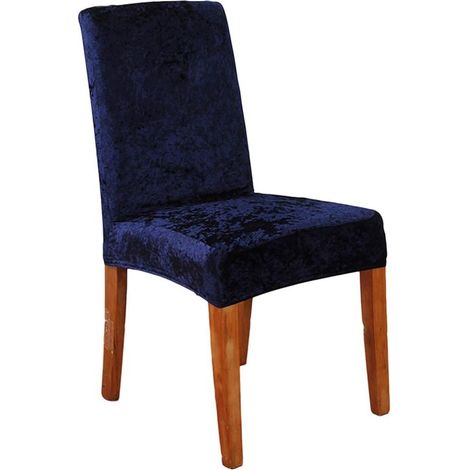 Housses de Chaise de Bar 4 pièces,Velours Housse de Chaise Lavable Extensible et Amovible (Marine) (1/5)