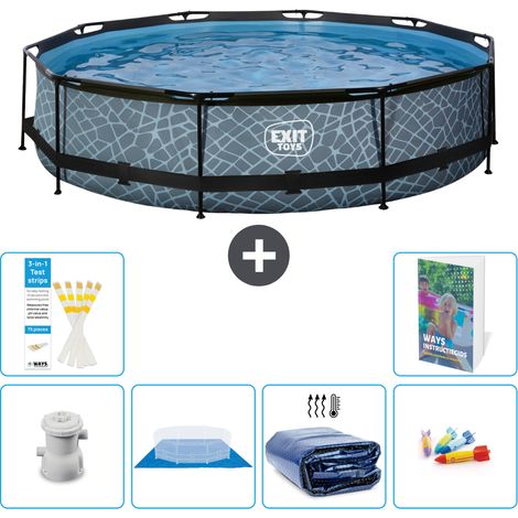 Exit Pool Rund - Steinoptik - 360x76 cm - 7-teilig S220