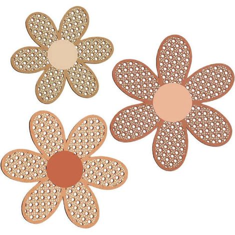 Décoration murale bohème champêtre en bois avec motif floral (lot de 3) (1/4)