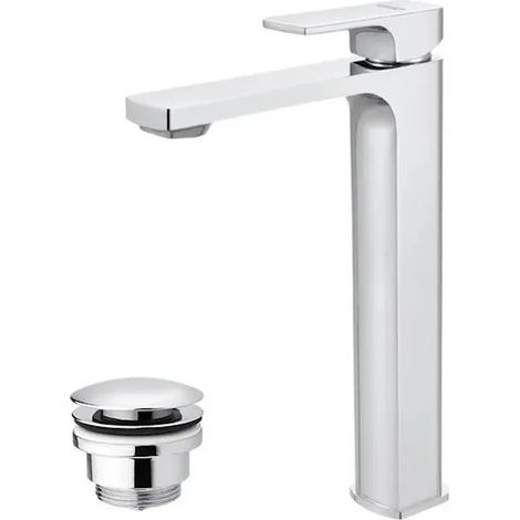 Mitigeur de lavabo avec bec haut et garniture de vidage (bouchon) chromé (1/3)