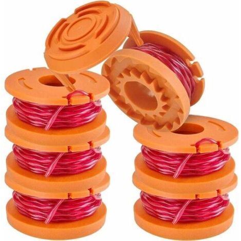 6 Pack Bobine Fil pour 20V Worx Coupe-Bordures WA0004.1 Bobine de Fil Debroussailleuse(6 x 3m Diamètre du Ø 1,65 mm Bobine de fil, 2 Capuchons) (1/4)