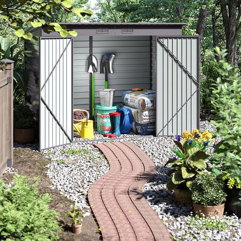 7.8FT Outdoor Galvanized Steel Storage Shed with Dual Doors (1/5)