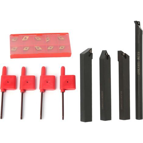10 DCMT070204 Hartmetalleinsätze + 4 x 12 mm Ausdrehstangen + 4 Steckschlüssel zum Drehen (1/5)