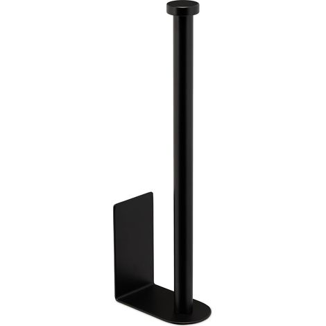 Soporte para papel higiénico, para 2 rollos, antiadherente, no requiere perforación, alto x ancho x profundidad: 26 x 4,5 x 8 cm, negro (1/5)