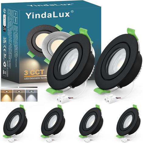 Spot led encastrable GU10 cadre IP65 incl.5W Module LED 4000K, Spot encastrable 230V Blanc mat Spots de plafond Rond plat Spot 68mm Trou pour extérieur-intérie, Lot de 6, Non dimmable