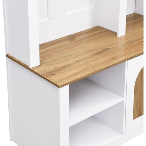 Armoire multifonctionnelle pour l’entrée de la maison, dotée d’un étagment pour les chaussures, d’étagettes et de crochets pour ranger des objets divers. C’est une armoire robuste en MDF (1/5)