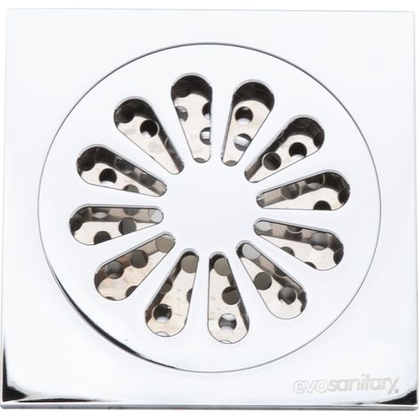 Siphon de sol avec clapet anti-odeurs, 100x100 mm, hauteur 22,5 mm, pour évacuation d'eau, modèle plat, idéal pour douche ou salle de bain, installation facile, matériau résistant, finition grise. (1/5)