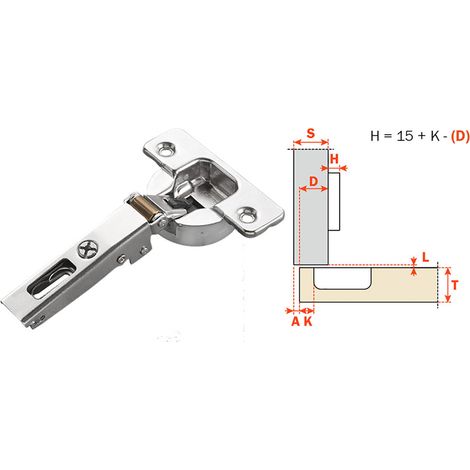 Cerniera Ammortizzata per Mobili Art C7A6AE9 Collo Basso 0 Salice 10 Pezzi