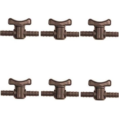 Pack 6 Llave de paso para riego por goteo 7 mm ideal para controlar el flujo de agua