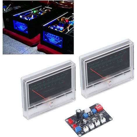 Kit de audio para armar que incluye placa controladora de medidor VU, 2 medidores VU ABS retroiluminados, amplificador de potencia dB con ajuste de alta precisión. (1/5)