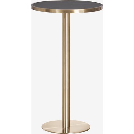 SKLUM Runder Bartisch Ø60 cm aus Xiren-Steinzeug Schwarz - Gebürstetes Gold (1/5)