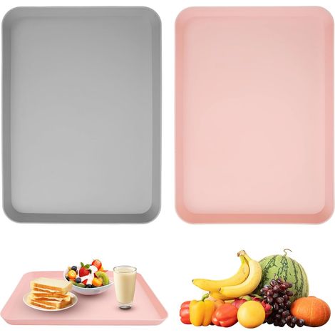 Lot de 2 Petits Plateaux rectangulaires en Plastique Plateau de service en plastique - Plateau de service pour restaurant, café, cuisine (1/5)