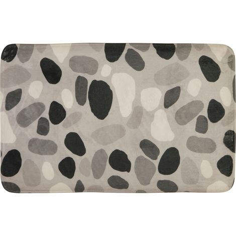 Premier Housewares Bath Mat Set Soft Non-Slip Bath Mats For Bathrooms Made from Polyester Gray and White Pebble Pattern 50 x 1 x 80 (1/2)