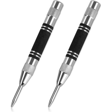 2-teiliges automatisches Körnerset, 128 mm verstellbarer Schlagkörner, federbelastete Körner, für Holz, Wände, Kunststoff, Weichmetall und Fensterglas (1/5)