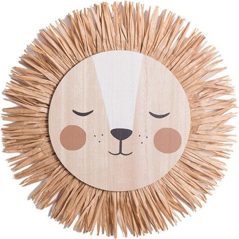 Löwenkopf-Anhänger, dekorativer Raffia-Löwenanhänger XH23-495A