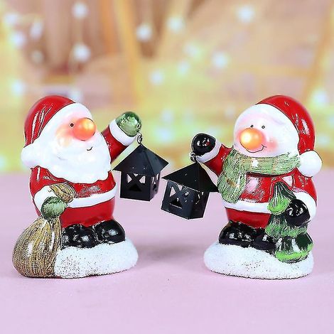Décoration de Noël : figurine de Père Noël illuminée à LED, veilleuse, 2 pièces, rouge (1/5)
