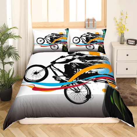 Moto Cross Housse de Couette Garçons Extreme Sports Parure de Lit 220x240cm pour Enfants Garçons Motocross Rider Printed Sets de Housse de Couette Motocross avec 2 taies d'oreiller - 220x240cm (1/5)