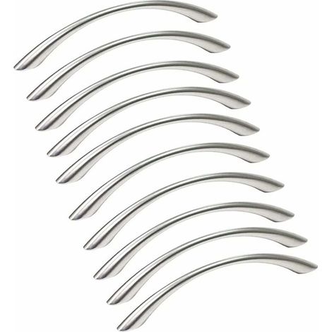 Paquete de 10 tiradores para gabinetes de cocina - Tiradores de aleación de zinc cepillado - Distancia entre centros de 128 mm - Plateados (1/5)