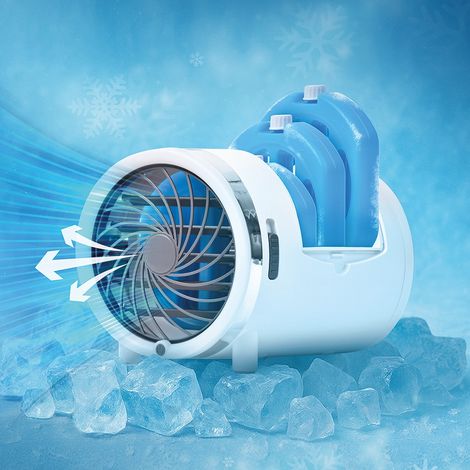 B.Living  Icy Breeze Ventilateur compact Rafraîchisseur d'Air par packs de glace  Mini ventilateur à Poser rechargeable USB - Ventilateur