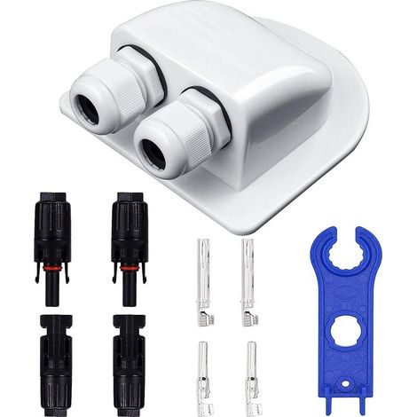 Passe-toit Solaire Presse-étoupe D'entrée de Câble Double Passe câble en ABS Résistant aux Intempéries pour Caravane Bateau Camping Car (Blanc) (1/5)