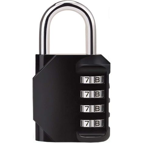 4 Verrou à combinaison chiffres Cadenas antirouille, Cadenas de sécurité, Mental et en acier plaqué, résiste aux intempéries Motif pour l'école Gym Locker (1/5)