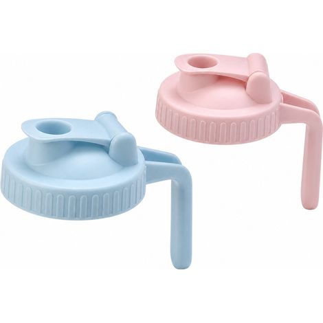 Couvercle à bec verseur pour bocaux Mason, capuchon rabattable, étanche, pour bocaux Mason à large ouverture, avec poignée pour boire, anti-fuite (Lot de 2) (1/5)