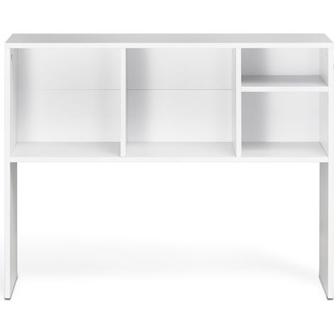 Mophorn Estantería de escritorio de 1 nivel, organizador de almacenamiento blanco de 37" x 9,4" x 28,7", estante de exhibición de madera con almohadillas antideslizantes