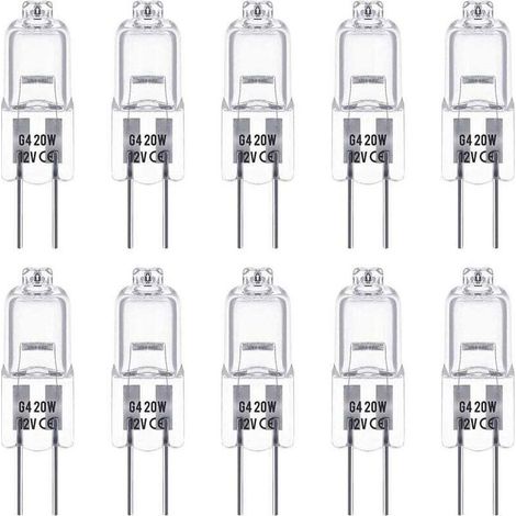 Ampoules Halogènes G4 12V 20W - Blanc Chaud 2800K - Gradables - Paquet de 10