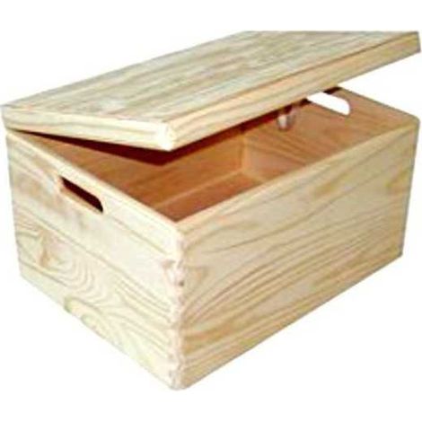 Xtra Contenitore in Legno di Pino 40x30x25 cm con Coperchio e Maniglie
