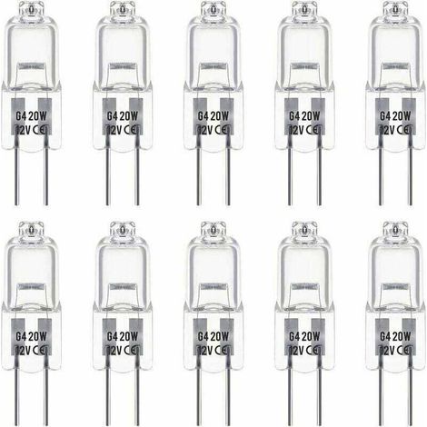 Lot d’ampoules halogènes G4 12 V 20 W – 10 unités, lumière chaude 3000 K, dimmables et transparentes (1/4)