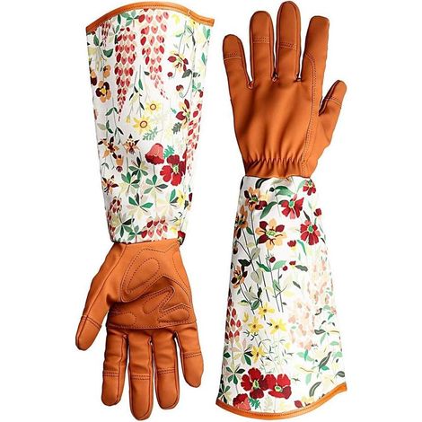 Filiyano-【03】Gants de jardinage en cuir résistant aux épines, poignets fleuris, protection longue des avant-bras, pour femmes, gants de taille et de (1/5)