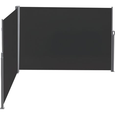 Tenda a rullo a doppia faccia per la privacy, divisorio retrattile per ambienti. Dimensioni: 6 m L x 1,80 m H. Poliestere, protezione UV, grigio e nero.