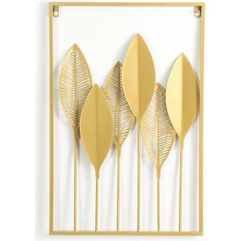 Metal wall decoration with green leaves, 40 x 60 cm (1/4)
