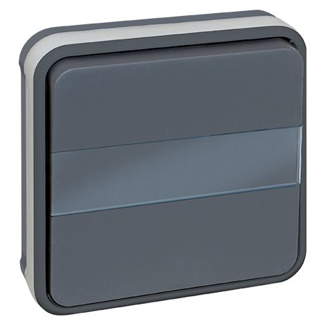 Botón pulsador empotrado luminoso con etiqueta de puerta 10A - IP55 - OXXO Color Gris