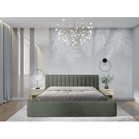 Lit coffre CERVIN – Weicher Samt Nacht-Salbei – 180x200 cm – Lattenrost hochklappbar – Elegantes Design